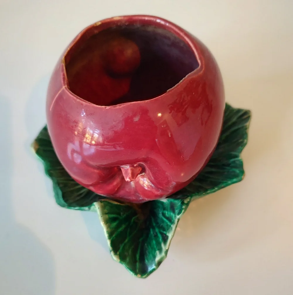 McCoy Pottery Vintage Apple Planter Vase 1950s FLAWS REPAIRED